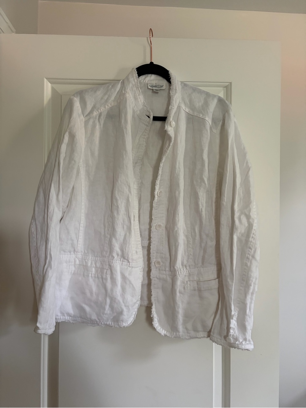 Coldwater Creek White Linen Button-Front Jacket